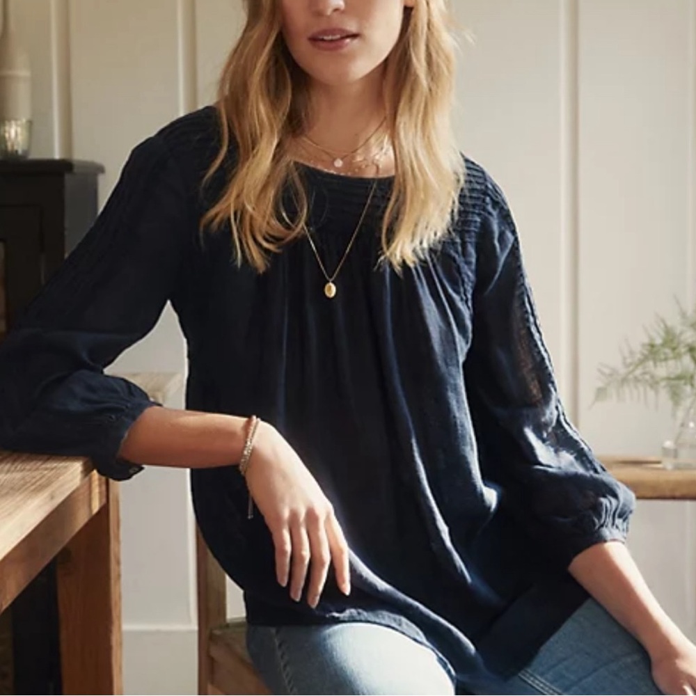 The Amalfi Pintuck Linen-Gauze Blouse